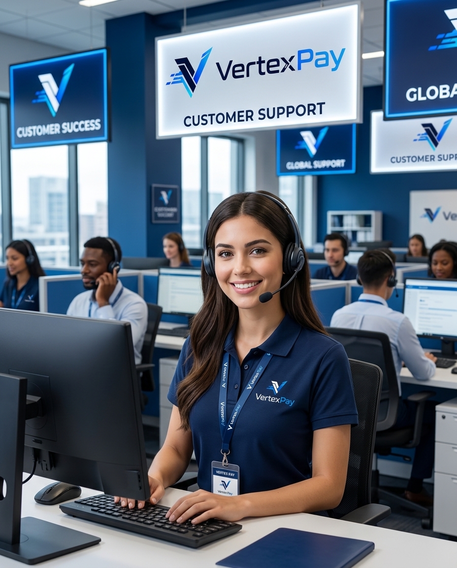 Secure corporate payment operations room with abstract banking network visuals