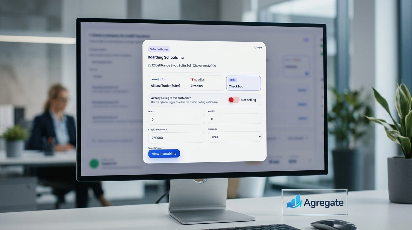 Agregate dashboard customer insurability selection screen