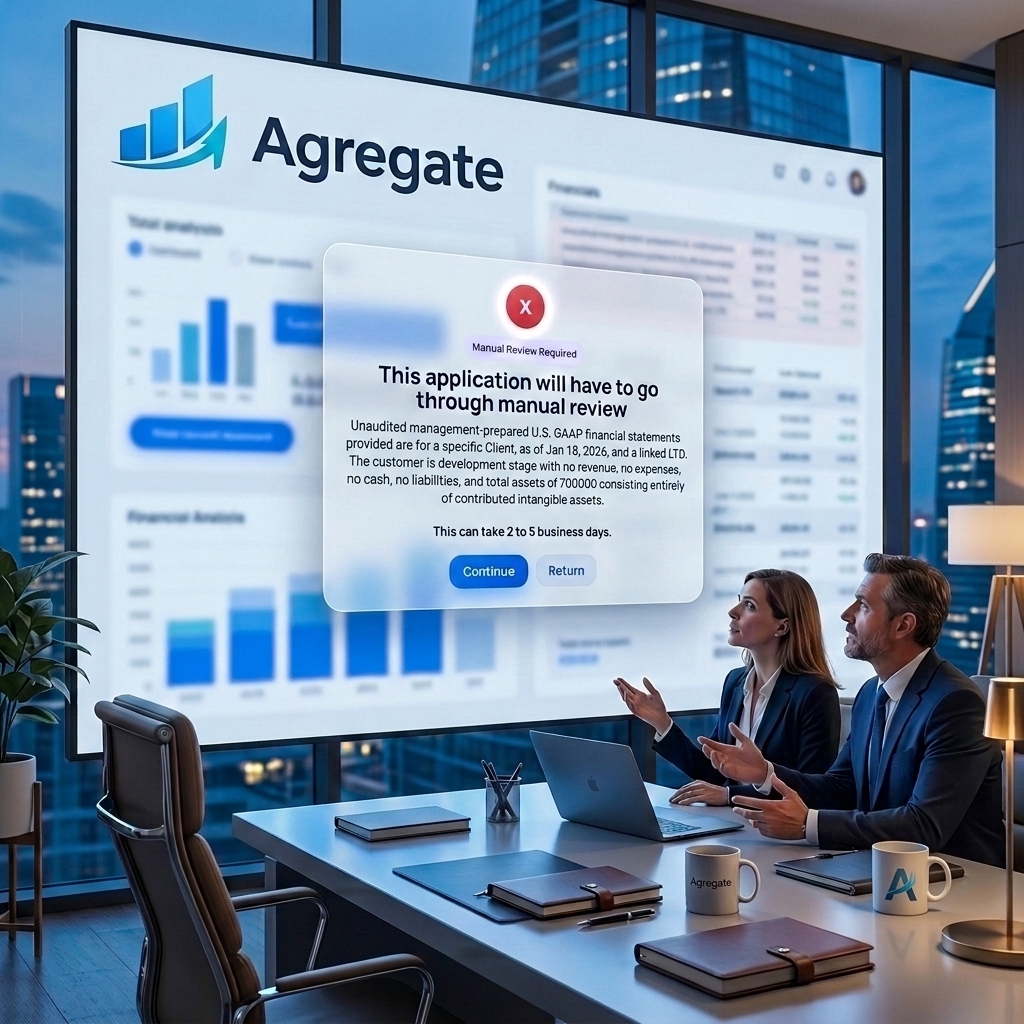 Premium Agregate dashboard overview showing buyer search and funding status cards